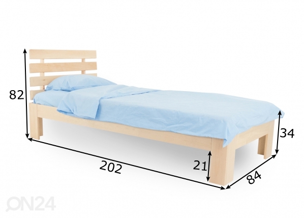 Кровать из массива берёзы 80x200 cm размеры