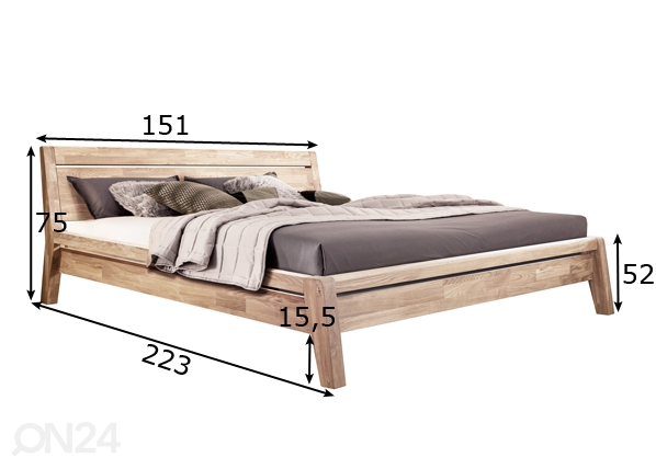 Кровать из массива дуба Brigitte 140x200 cm, белое масло размеры