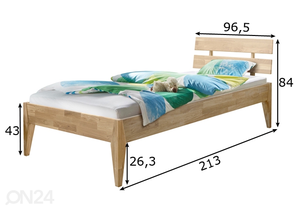 Кровать из массива дуба Elke 90x200 cm, белое масло размеры