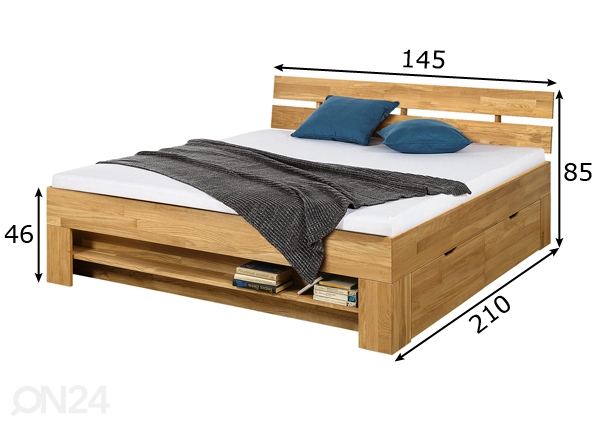 Кровать из массива дуба Eos 140x200 cm размеры