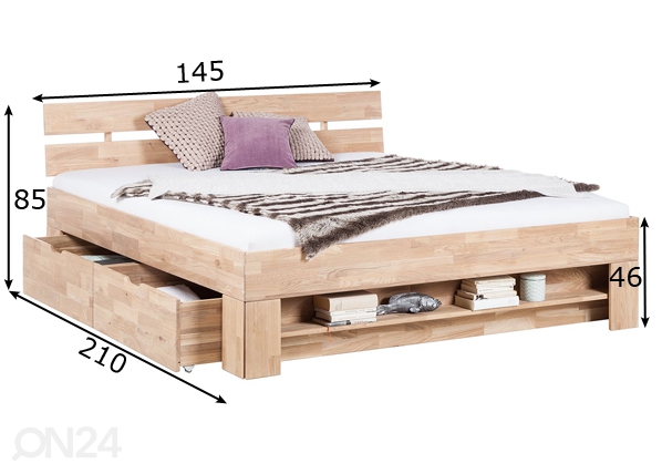 Кровать из массива дуба Eos 140x200 cm, белое масло размеры