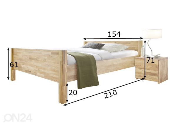 Кровать из массива дуба Hans 140х200 cm размеры