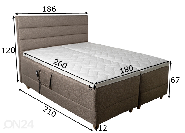 Кровать моторная Hypnos Hermes 180x200 cm + изголовье Kent размеры