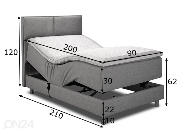 Кровать моторная Hypnos Hermes 90x200 cm размеры