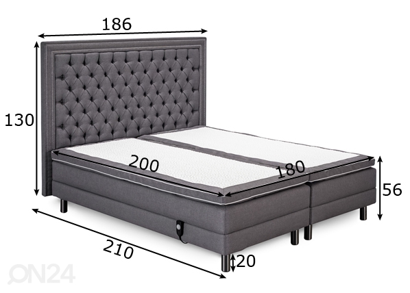 Кровать моторная Hypnos Mars 180x200 cm + изголовье Wimbledon размеры
