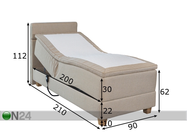 Кровать моторная с двойным блоком Hypnos Hermes 90x200 cm размеры
