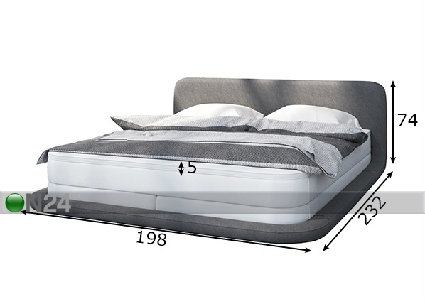 Кровать с LED светильником + матрас 180x200 cm размеры