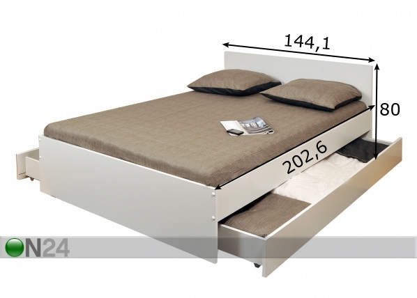 Кровать с двумя ящиками Oslo 140x200 cm размеры