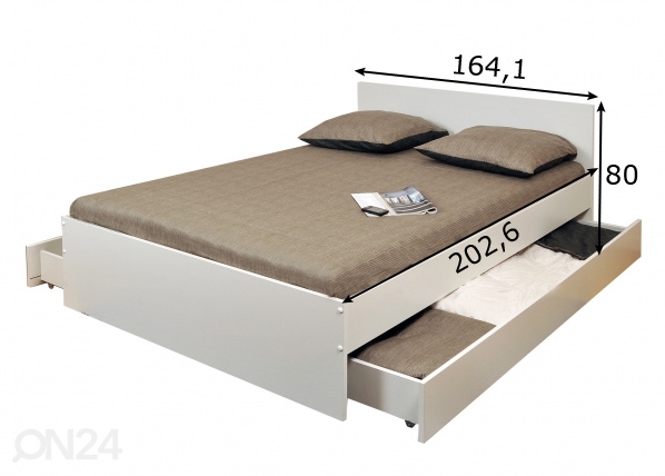 Кровать с двумя ящиками Oslo 160x200 cm размеры