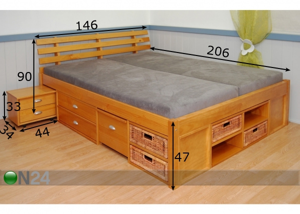 Кровать с изголовьем Lunia 140x200 cm размеры