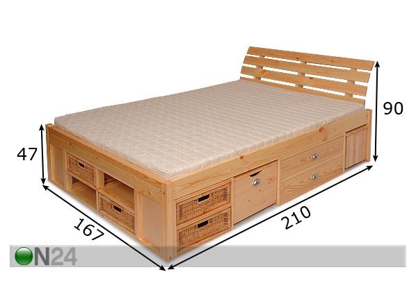 Кровать с изголовьем Lunia 160x200 cm размеры