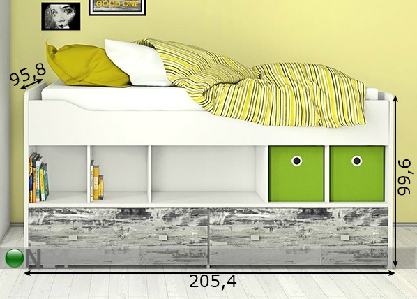 Кровать с ящиками 90x200 cm размеры