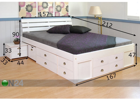 Кровать с ящиками Lunia 160x200 cm размеры