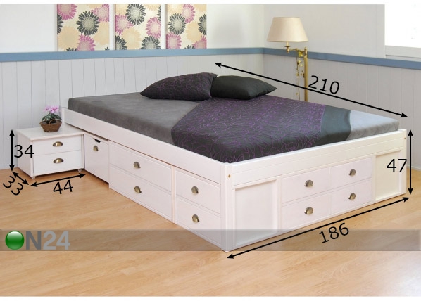 Кровать с ящиками Lunia 180x200 cm размеры