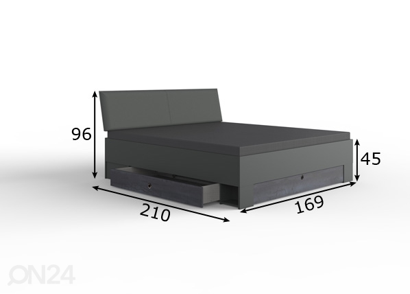 Кровать с ящиком Kopenhagen 160x200 cm размеры