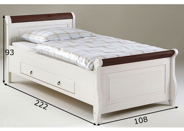 Кровать с ящиком Malta 100x200 cm размеры