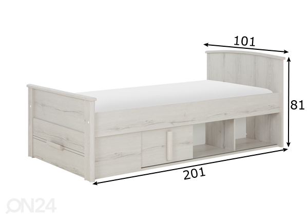 Кровать с ящиком Montana 90x190 cm размеры