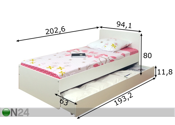 Кровать с ящиком Oslo 90x200 cm размеры