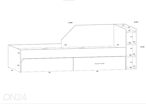 Кровать с ящиком Pax 90x200 cm размеры