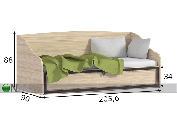 Кровать с ящиком Peking 80x200 cm размеры