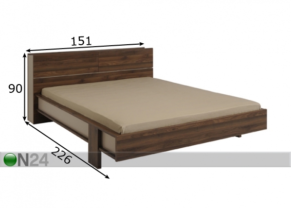 Кровать с ящиком для белья Brera walnut 140x200 cm размеры