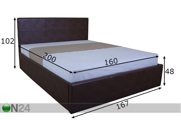 Кровать с ящиком для белья Greta 160x200 cm размеры