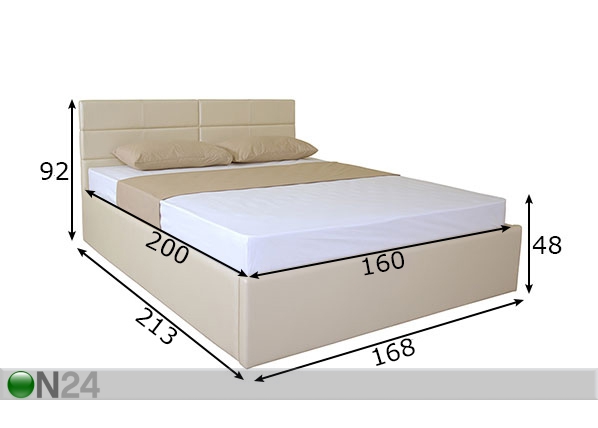 Кровать с ящиком для белья Laguna 160x200 cm размеры