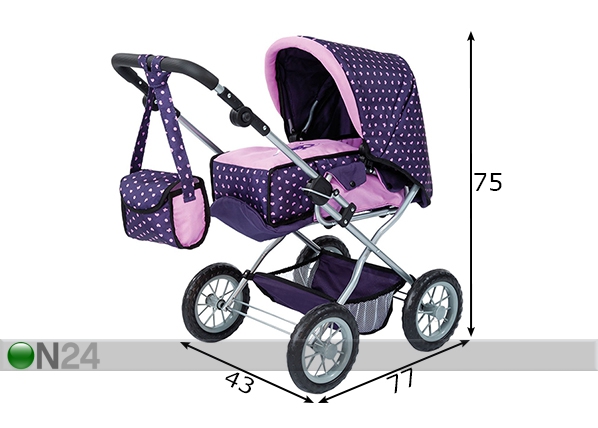 Кукольная коляска фиолетовая размеры