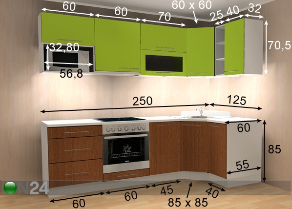 Кухня Tiina 2 PLXN размеры