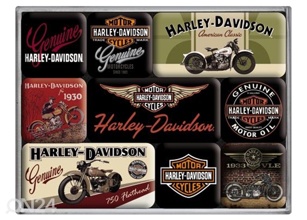 Магниты в ретро стиле Harley-Davidson, 9 шт