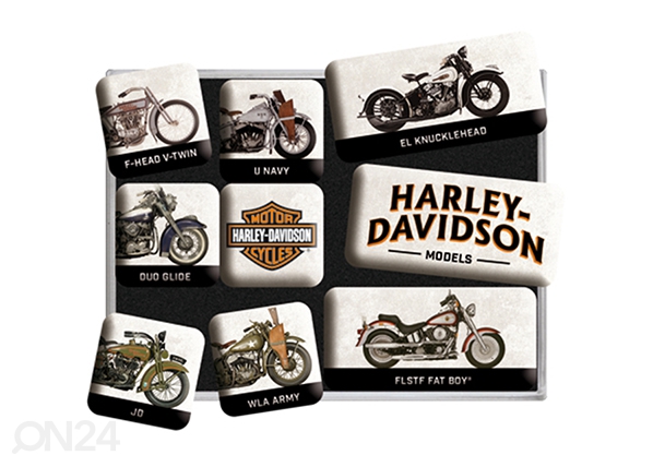 Магниты в ретро стиле Harley-Davidson, 9 шт