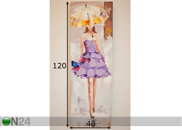 Масляная картина Дама в лиловом 120x40 cm размеры