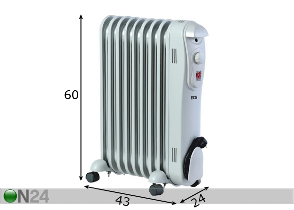 Масляный радиатор ECG OR509 размеры