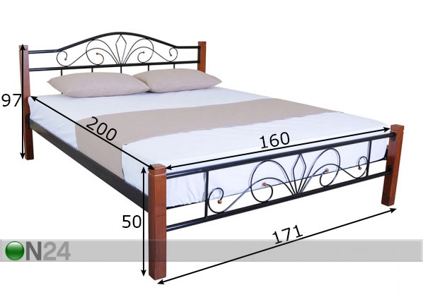 Металлическая кровать Como 160x200 cm размеры