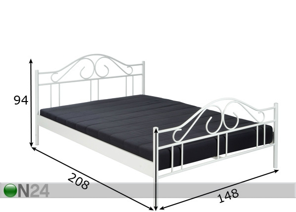 Металлическая кровать Kolosseum 140x200 cm размеры