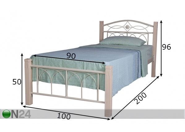 Металлическая кровать Ruan 90x200 cm размеры