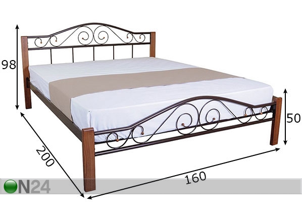 Металлическая кровать Vederi 160x200 cm размеры