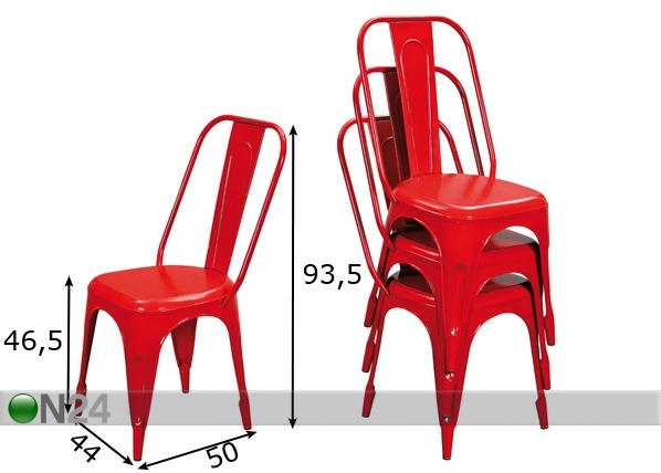 Металлические стулья Aix, 4 шт размеры