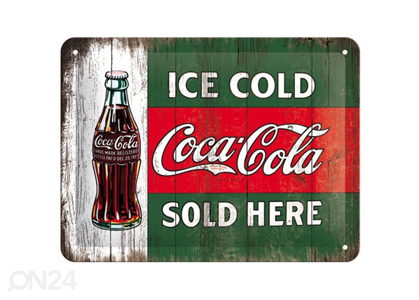 Металлический постер в ретро-стиле Coca-Cola Ice cold sold here 15x20cm