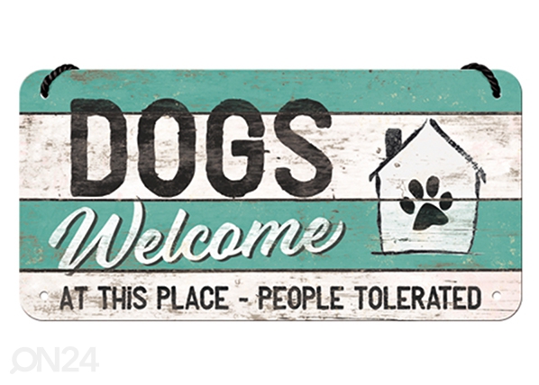 Металлический постер в ретро-стиле Dogs Welcome 10x20 см