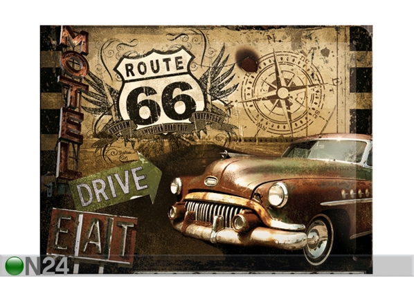 Металлический постер в ретро-стиле Route 66 15x20 см