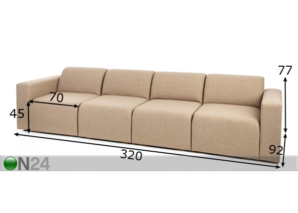 Модульный диван 4-местный Seattle размеры
