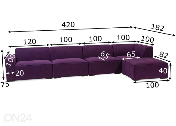 Модульный диван Jesse размеры