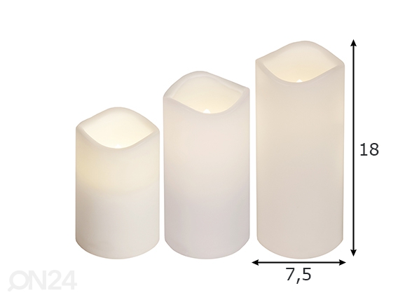 Набор LED свечей Paul, 3 шт. размеры