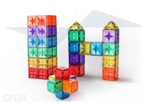 Набор магнитных блоков MNTL deluxe разноцветные и пастели + сюрприз, 182 детали