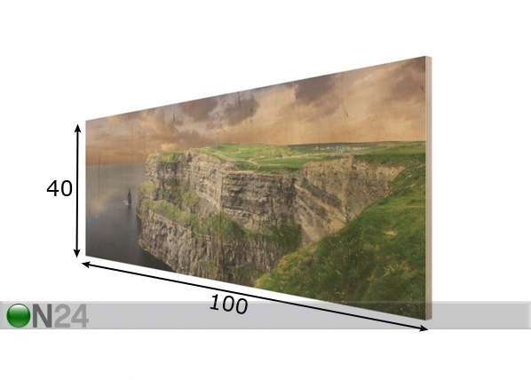 Настенная картина на древесине Cliffs of Mohee 40x100 см размеры