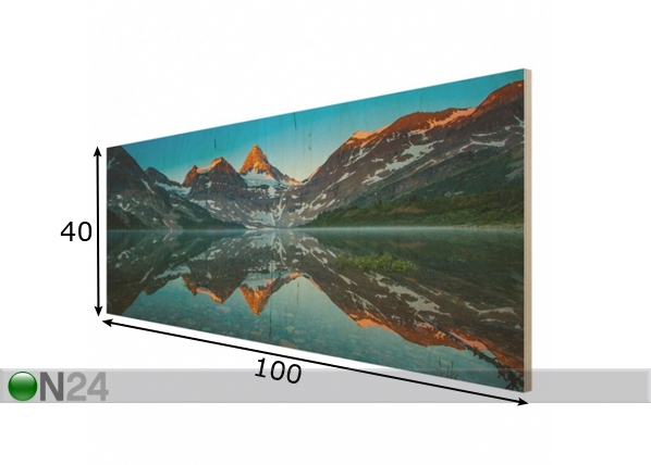 Настенная картина на древесине Mountain landscape at Lake Magog in Canada 40x100 см размеры