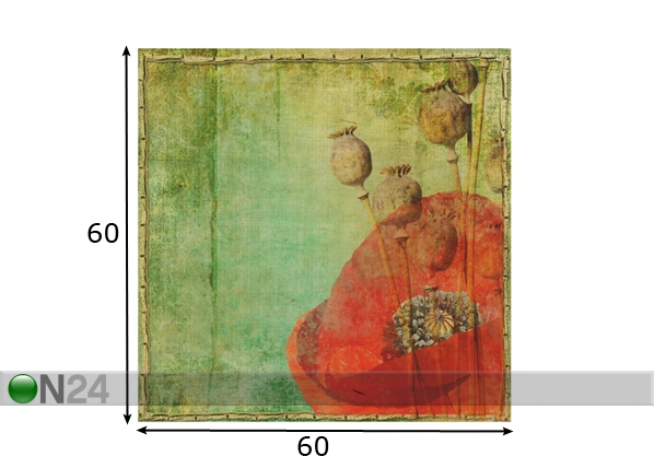 Настенная картина на древесине Poppy Stalks 60x60 см размеры