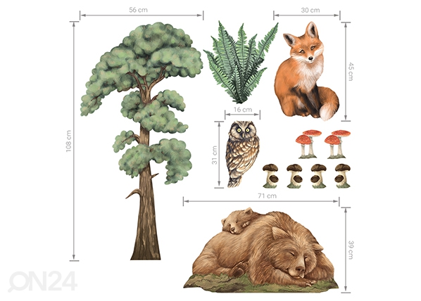 Настенная наклейка Forest animals 1 размеры