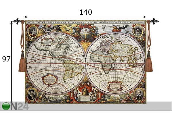 Настенный ковер Гобелен Antique World Map 140x97 см размеры